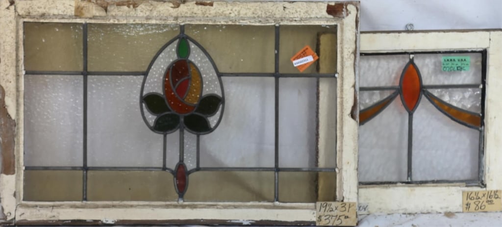 TWO CONTINENTAL STAINED GLASS PANELS (1 of 2)