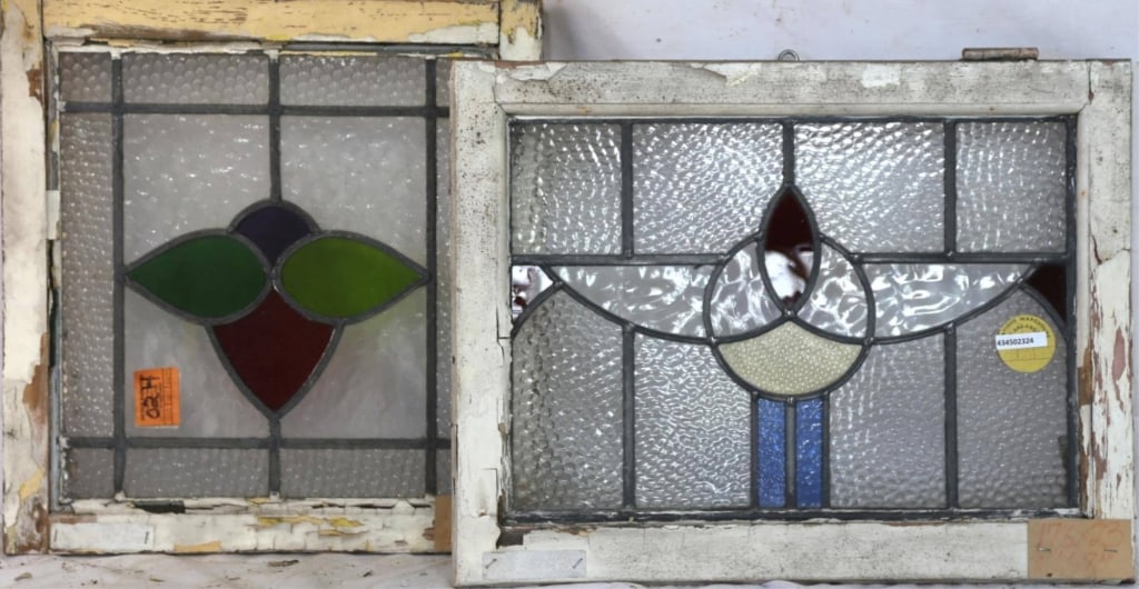 TWO CONTINENTAL STAINED GLASS PANELS (1 of 3)