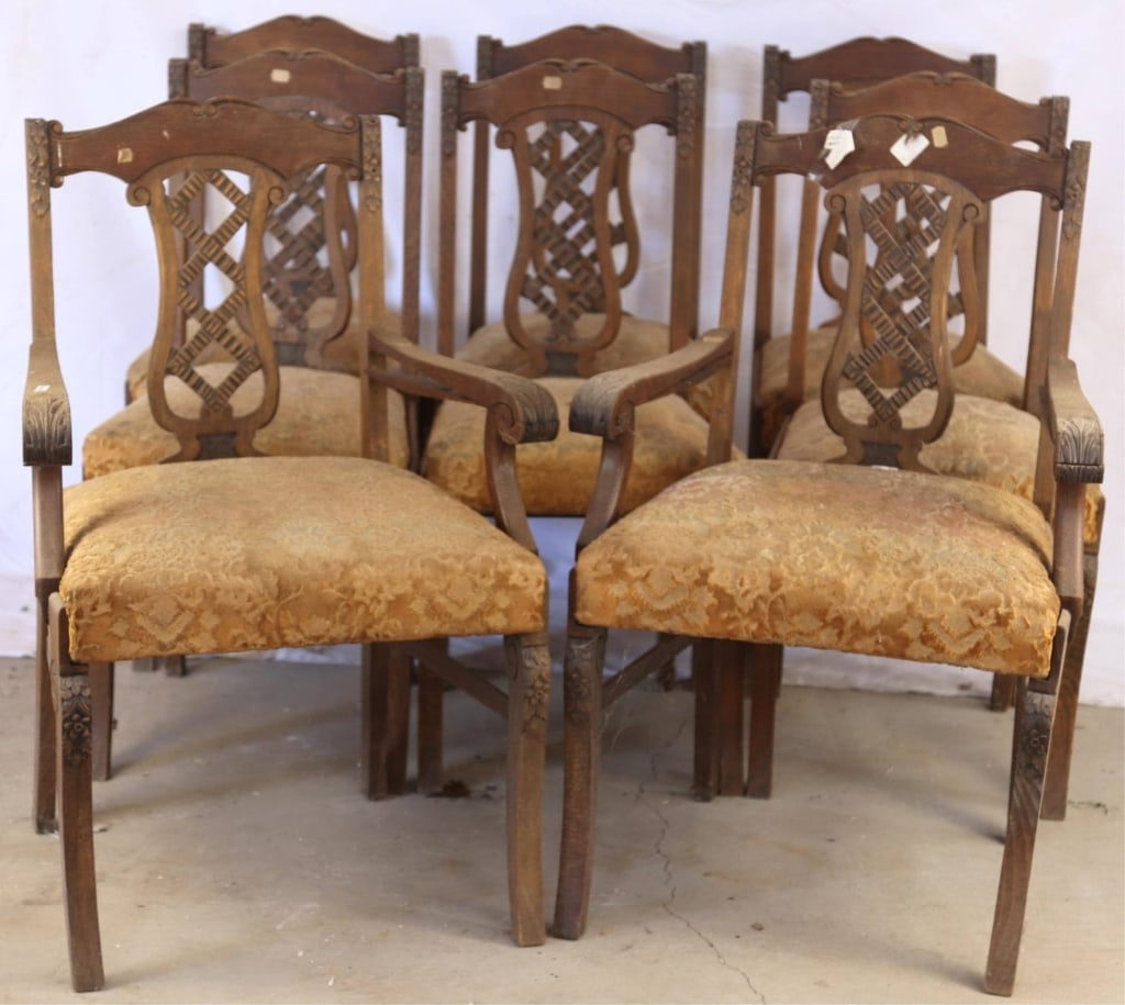 SET OF 8 FRENCH OAK DINING CHAIRS (1 of 4)