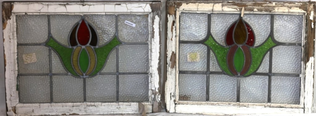 PAIR OF IRISH STAINED GLASS PANELS (1 of 3)