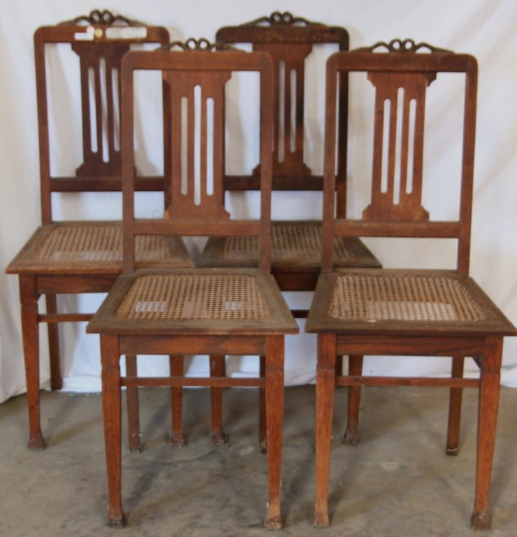 SET OF 4 FRENCH ART NOUVEAU DINING CHAIRS (1 of 4)