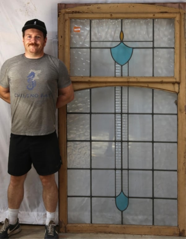 ANTIQUE IRISH STAINED GLASS PANEL (1 of 3)