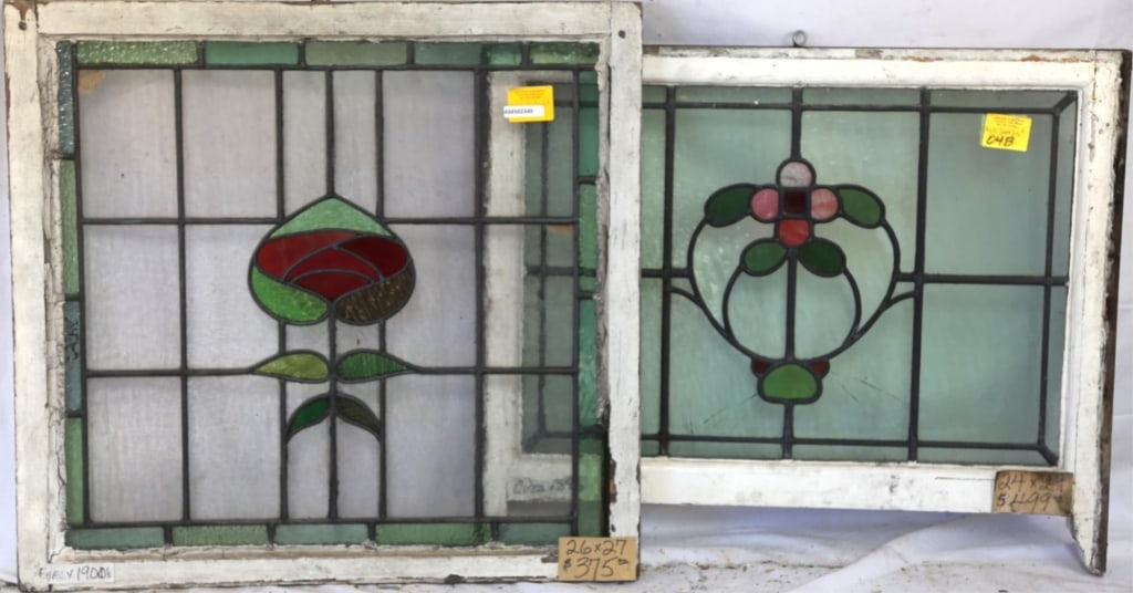 TWO CONTINENTAL STAINED GLASS PANELS (1 of 3)