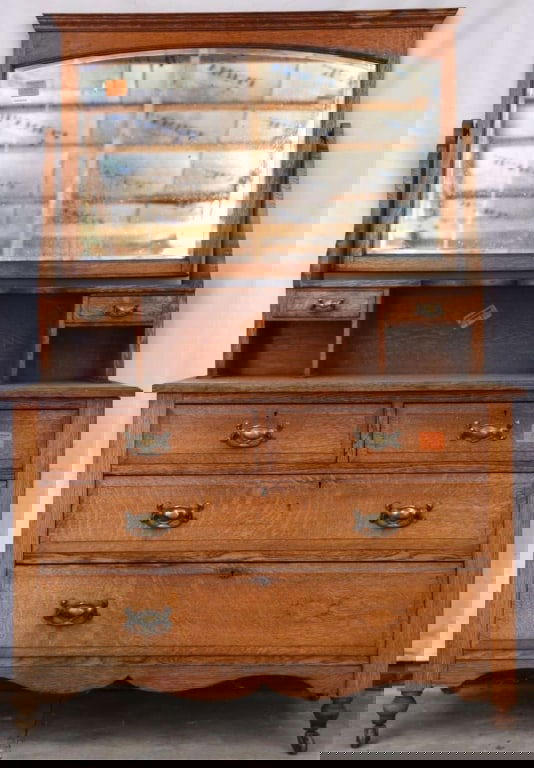 ENGLISH OAK MIRRORED WASHSTAND (1 of 3)