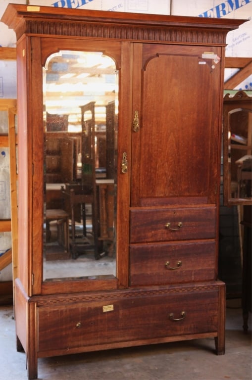 ENGLISH WALNUT MIRRORED WARDROBE (1 of 6)