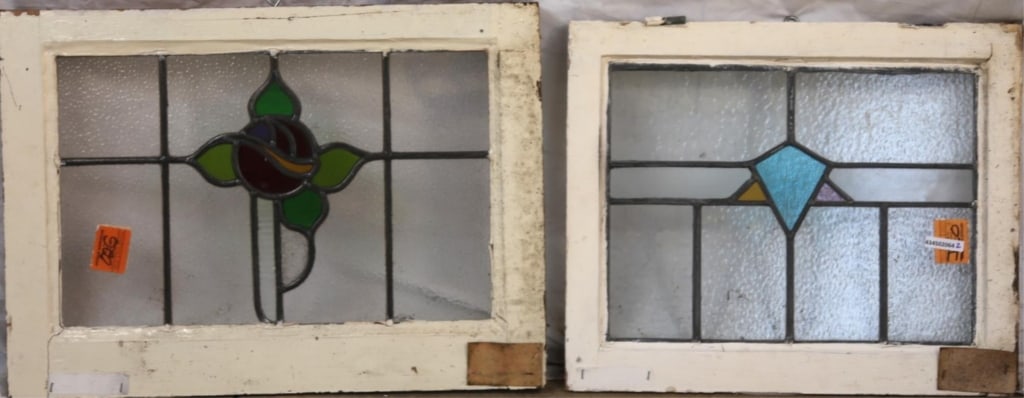 TWO ANTIQUE CONTINENTAL STAINED GLASS PANELS (1 of 3)