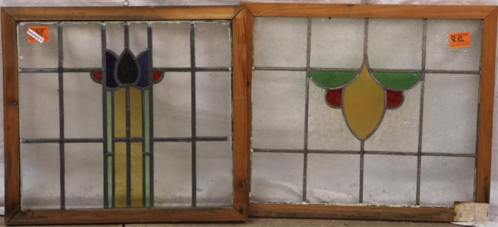 TWO ANTIQUE CONTINENTAL STAINED GLASS PANELS (1 of 4)