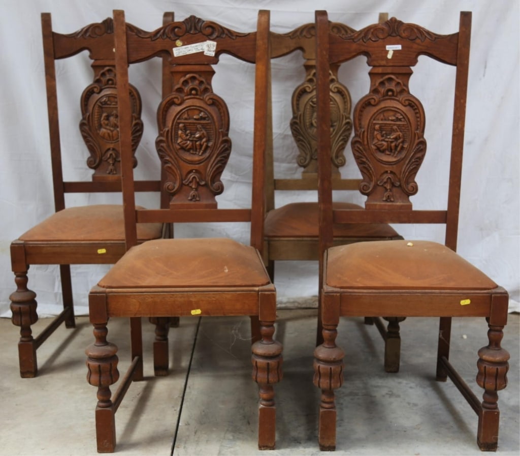 SET OF 4 FLEMISH HAND CARVED CHAIRS (1 of 4)