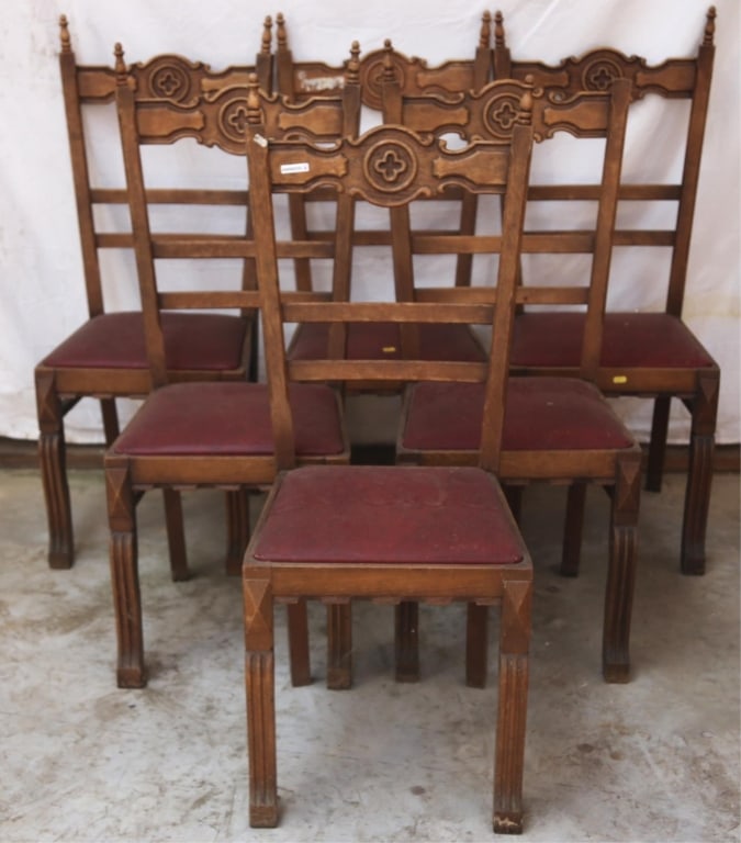 SET OF 6 ENGLISH OAK DINING CHAIRS (1 of 4)