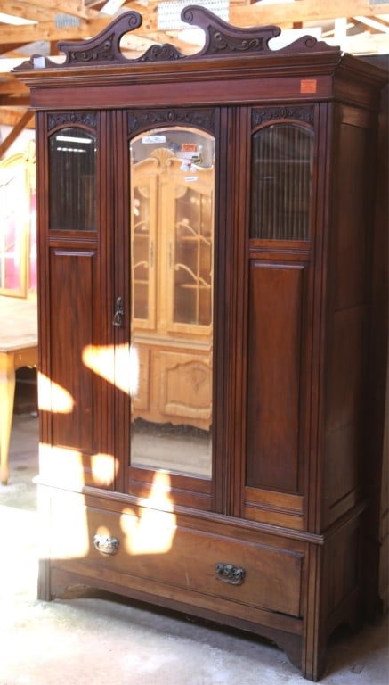 ENGLISH WALNUT MIRRORED WARDROBE (1 of 5)