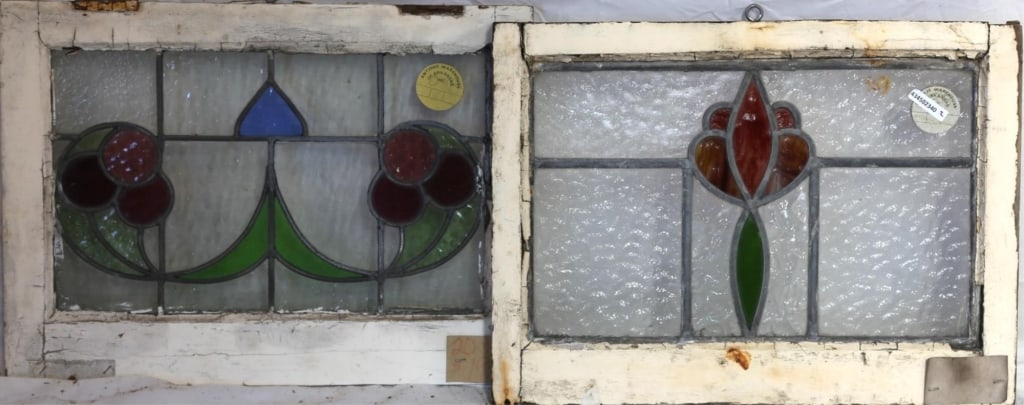 TWO IRISH STAINED GLASS PANELS (1 of 3)