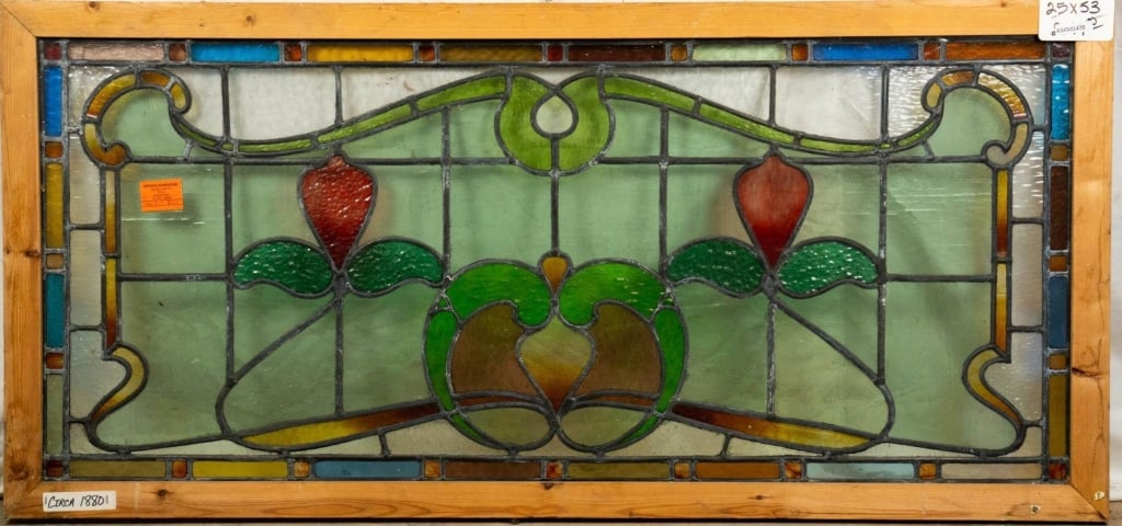 ANTIQUE FRENCH STAINED GLASS PANEL (1 of 4)