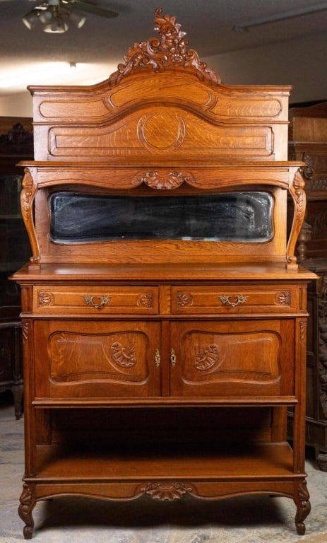 FRENCH LOUIS XV STYLE CARVED OAK BUFFET (1 of 5)