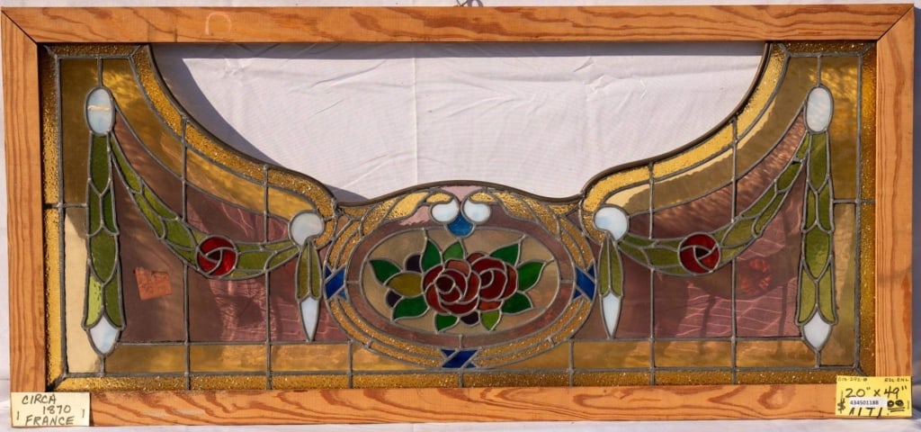 FRENCH ART NOUVEAU STAINED GLASS PANEL (1 of 4)