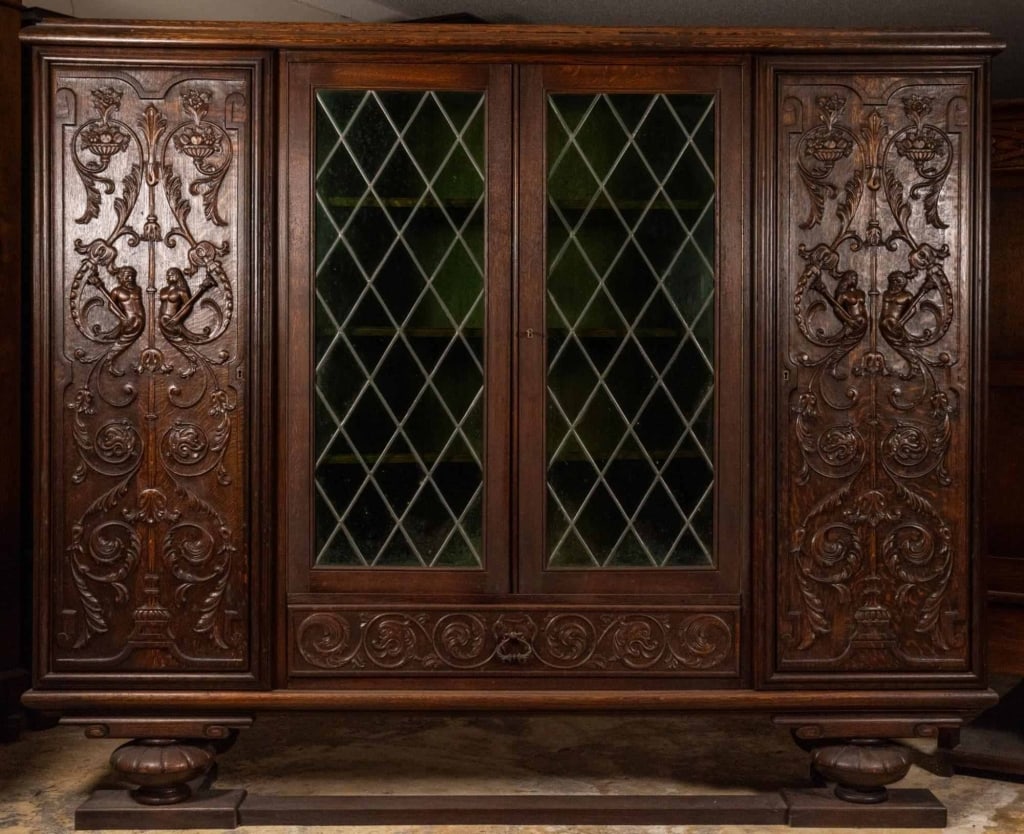 FRENCH RENAISSANCE STYLE VITRINE BOOKCASE (1 of 5)