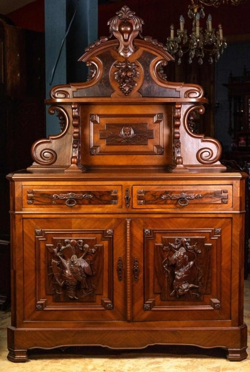 19TH C. FRENCH CARVED WALNUT HUNTBOARD (1 of 7)
