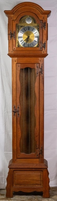 FRENCH OAK GRANDFATHER CLOCK (1 of 5)