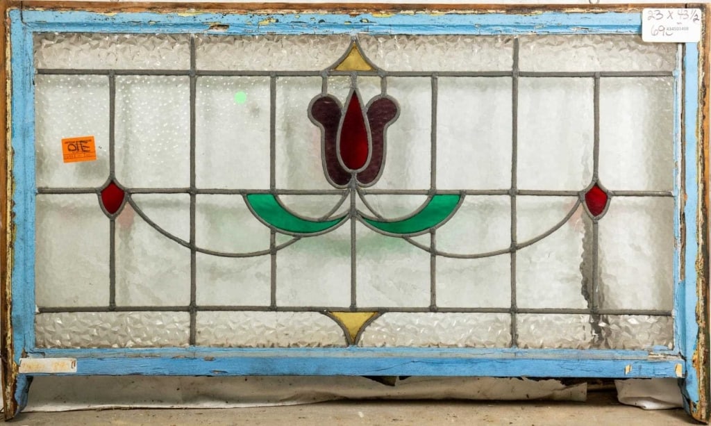 ANTIQUE FRENCH STAINED GLASS PANEL (1 of 3)