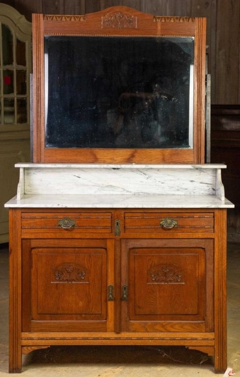 FRENCH ART NOUVEAU MARBLE TOP WASHSTAND (1 of 5)