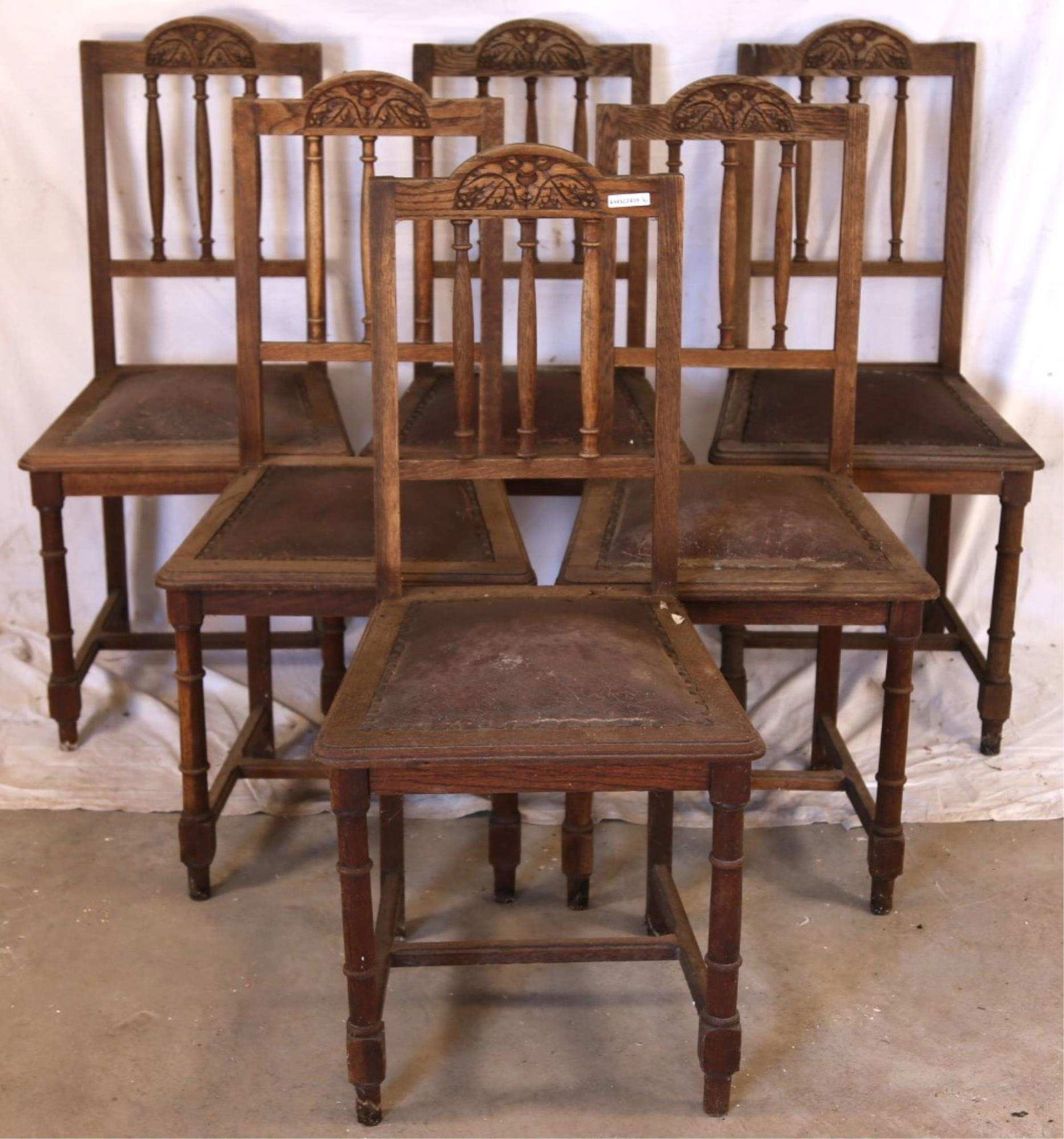 SET OF 6 FRENCH ART DECO OAK DINING CHAIRS (1 of 3)