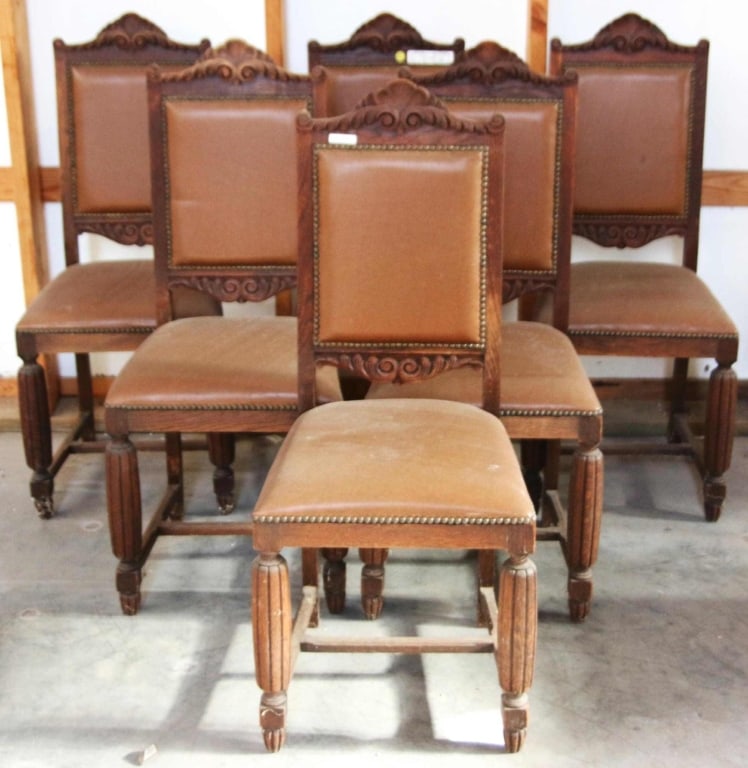 SET OF 6 DUTCH OAK DINING CHAIRS (1 of 5)