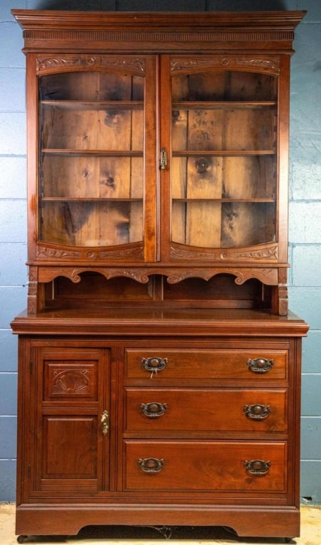 FRENCH ART NOUVEAU MAHOGANY BUFFET VITRINE (1 of 5)