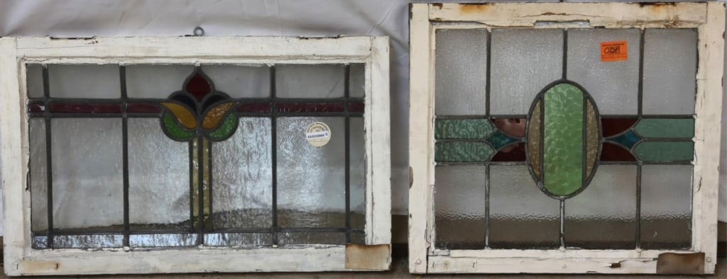 TWO ANTIQUE CONTINENTAL STAINED GLASS PANELS (1 of 3)