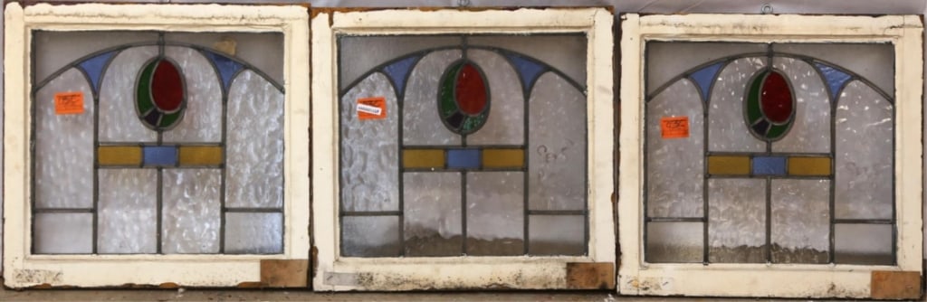 THREE ANTIQUE CONTINENTAL STAINED GLASS PANELS (1 of 4)