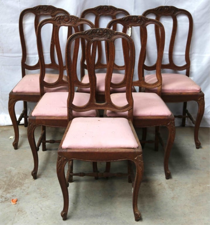 SET OF 6 FRENCH OAK DINING CHAIRS (1 of 5)