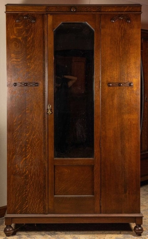 FRENCH ART DECO MIRRORED ARMOIRE (1 of 5)