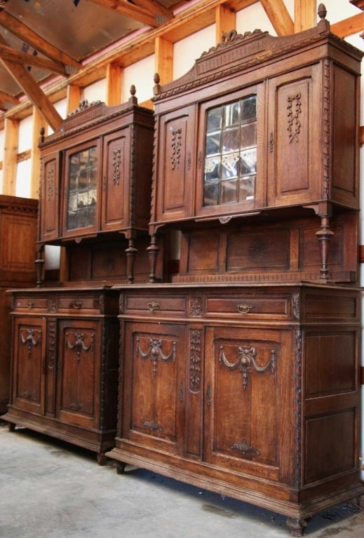 PAIR OF FRENCH OAK VITRINE BUFFETS (1 of 7)