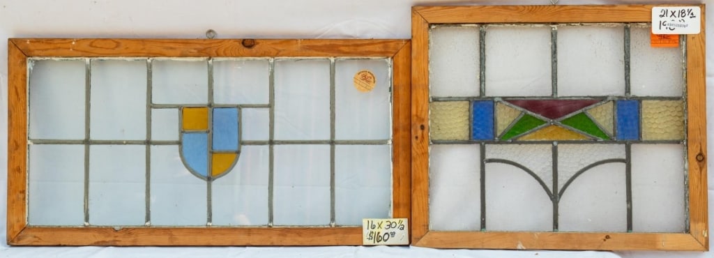 TWO FRENCH STAINED GLASS PANELS (1 of 5)