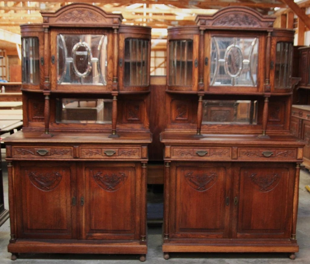 PAIR OF FRENCH OAK VITRINE BUFFETS (1 of 9)