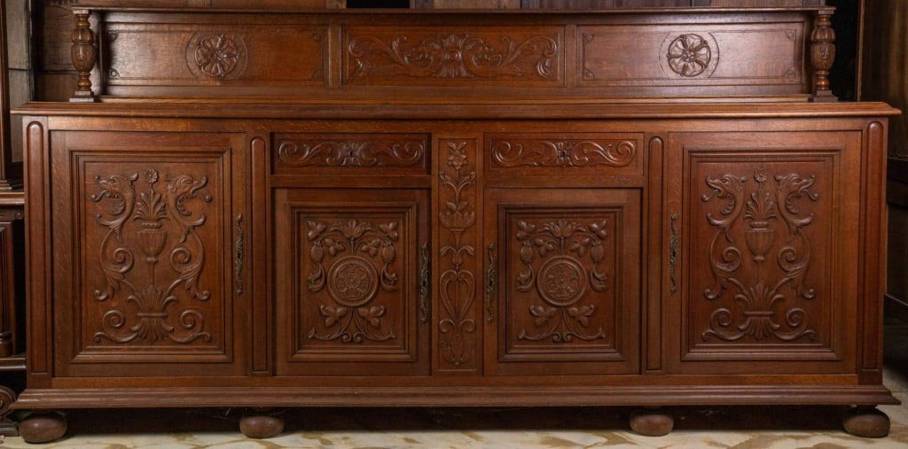 FRENCH CARVED OAK SIDEBOARD (1 of 5)