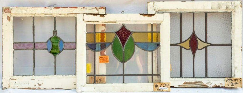 THREE FRENCH STAINED GLASS PANELS (1 of 5)