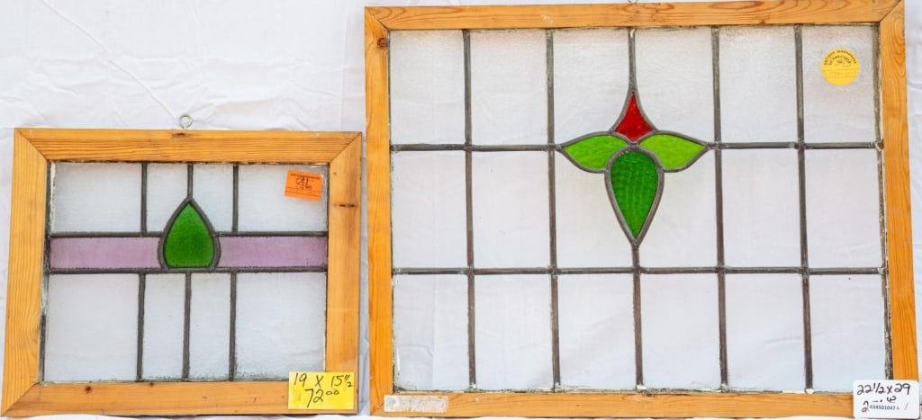 TWO FRENCH STAINED GLASS PANELS (1 of 4)