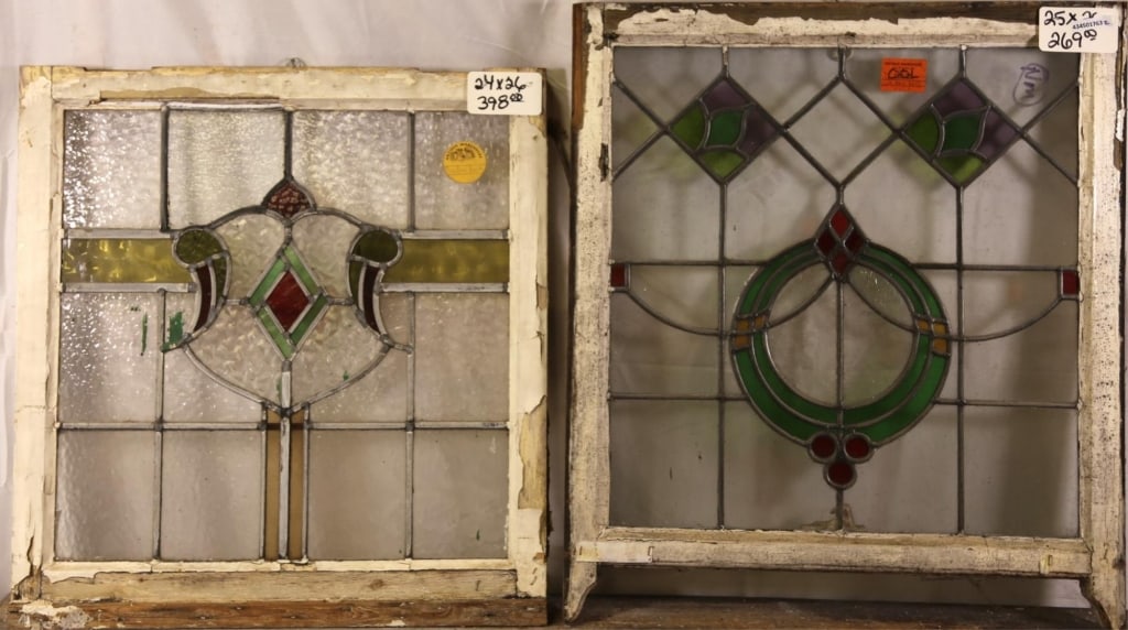 TWO ANTIQUE CONTINENTAL STAINED GLASS PANELS (1 of 5)