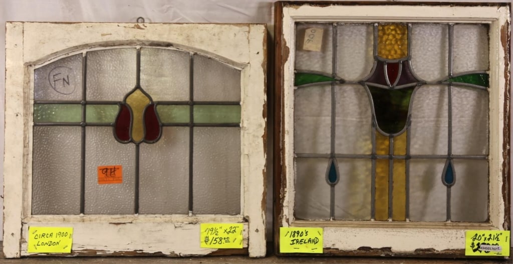 TWO ANTIQUE CONTINENTAL STAINED GLASS PANELS (1 of 5)