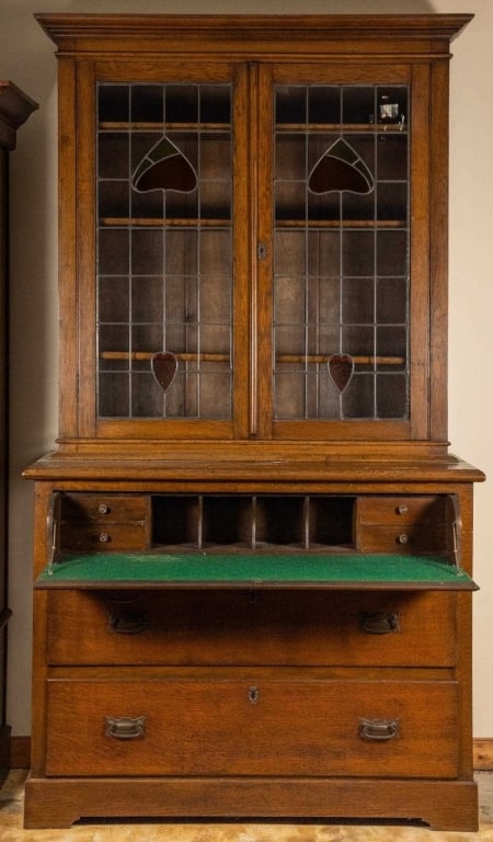 FRENCH OAK BUTLERS SECRETAIRE BOOKCASE (1 of 7)
