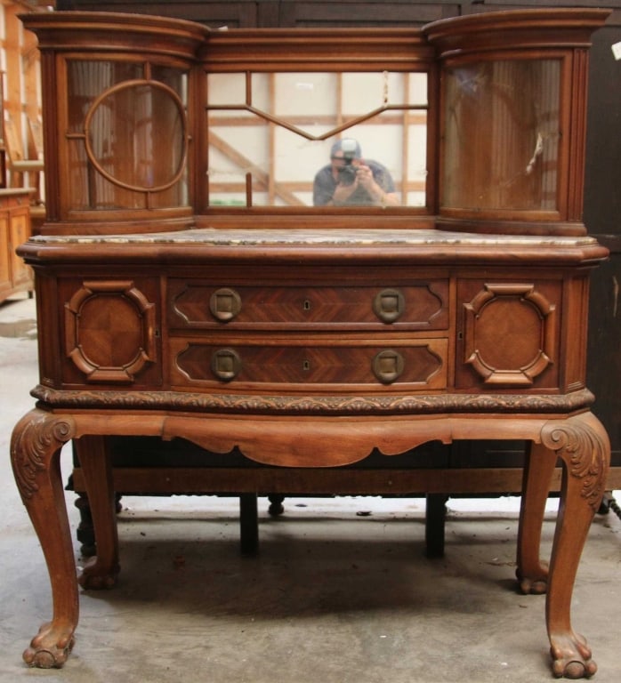 FRENCH CHIPPENDALE STYLE MARBLE TOP BUFFET (1 of 5)