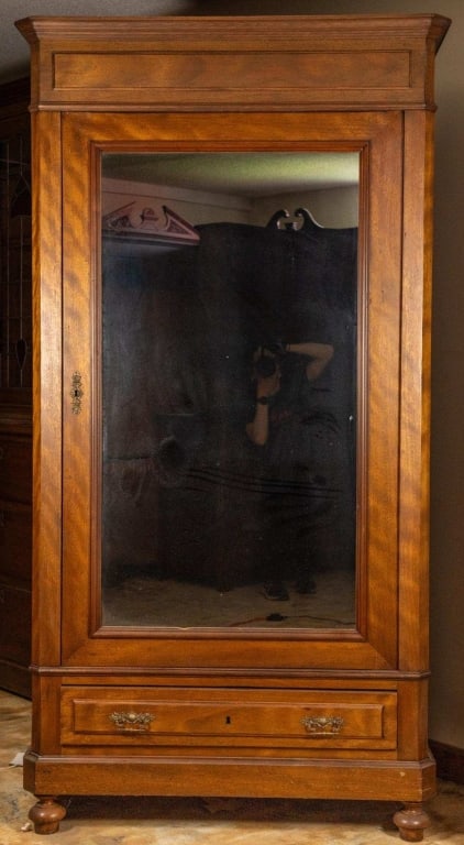 FRENCH WALNUT MIRRORED ARMOIRE (1 of 3)