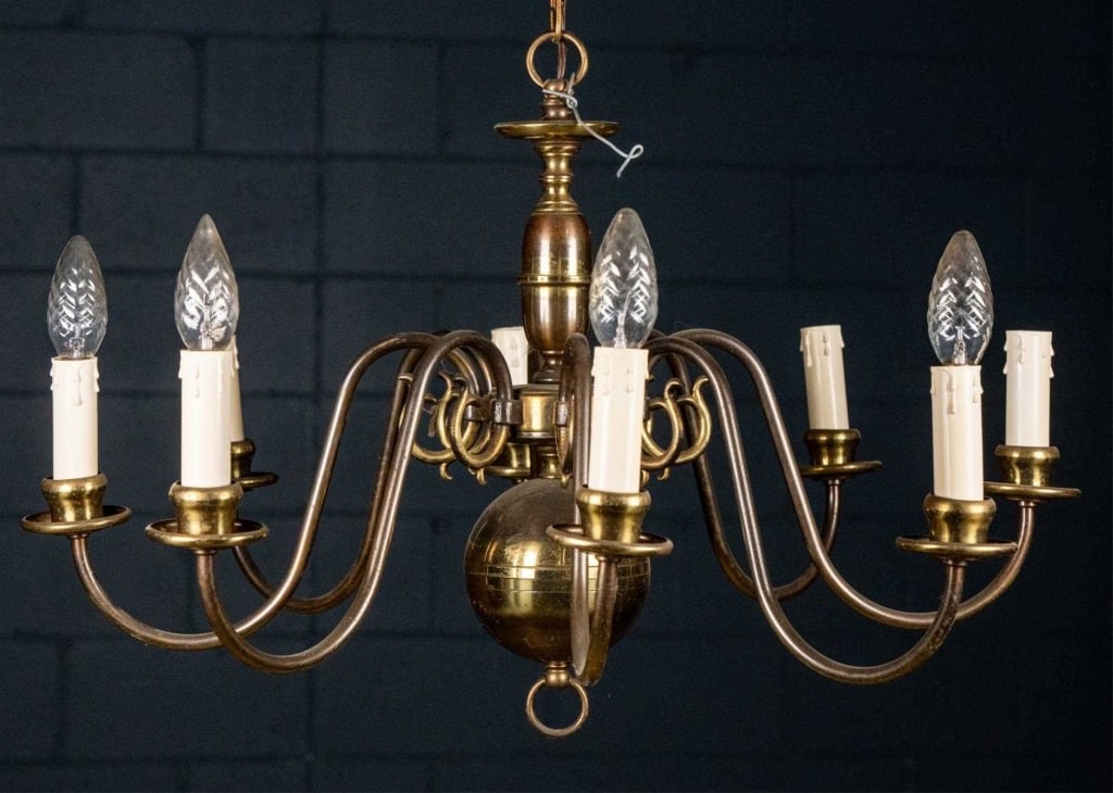 8-LIGHT CHIPPENDALE STYLE BRASS CHANDELIER (1 of 4)
