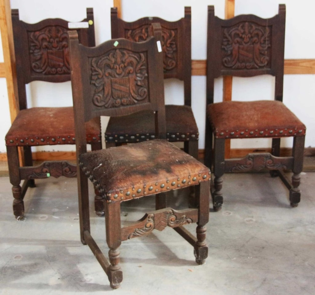 SET OF 4 19TH C. ENGLISH OAK SIDE CHAIRS (1 of 2)