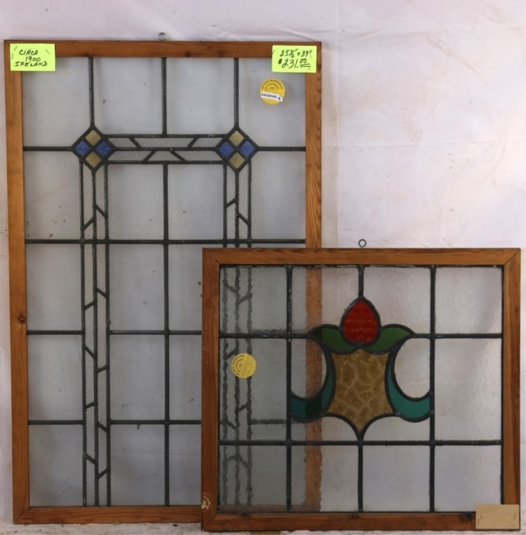 TWO IRISH STAINED GLASS PANELS (1 of 3)