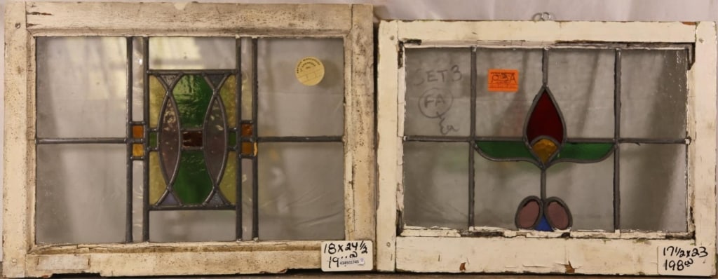 ANTIQUE CONTINENTAL STAINED GLASS PANEL: Antique Continental stained glass panel with multicolored elements. Approximate dimensions: h. 18", w. 24.5" Disclaimer: This is an online court ordered bankruptcy sale. Participating bidders must hav