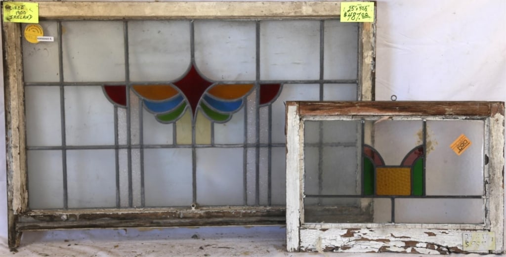 TWO IRISH STAINED GLASS PANELS (1 of 3)