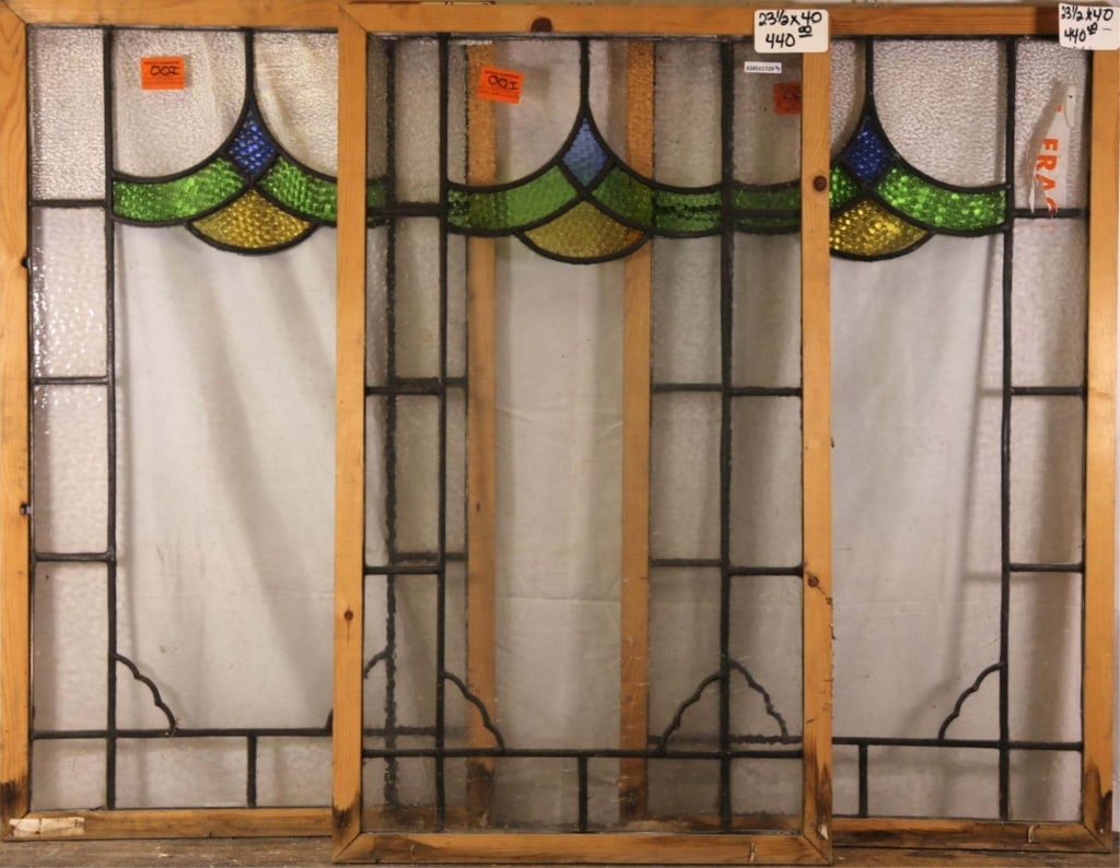 THREE ANTIQUE CONTINENTAL GLASS PANELS (1 of 4)