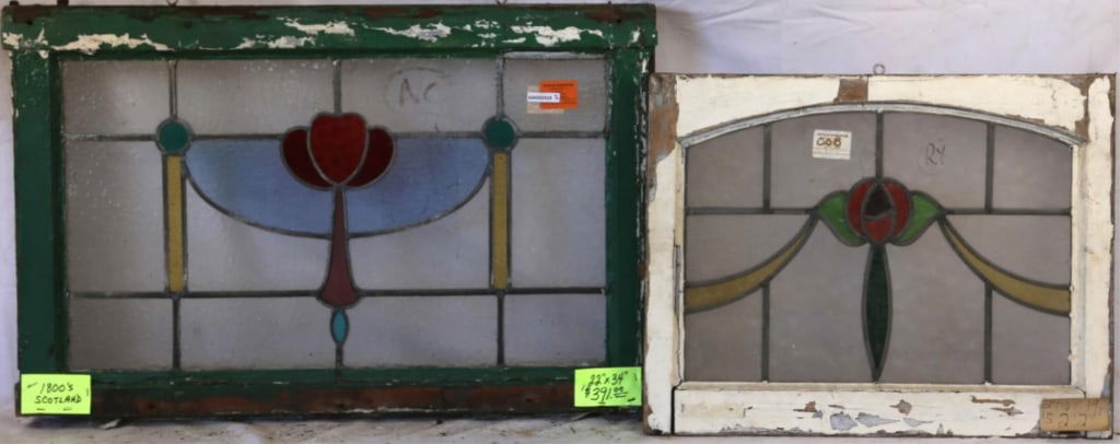 TWO SCOTTISH STAINED GLASS PANELS (1 of 3)