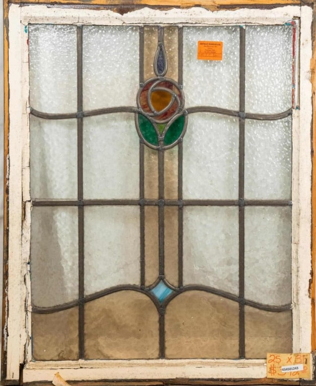 ANTIQUE FRENCH STAINED GLASS PANEL (1 of 4)