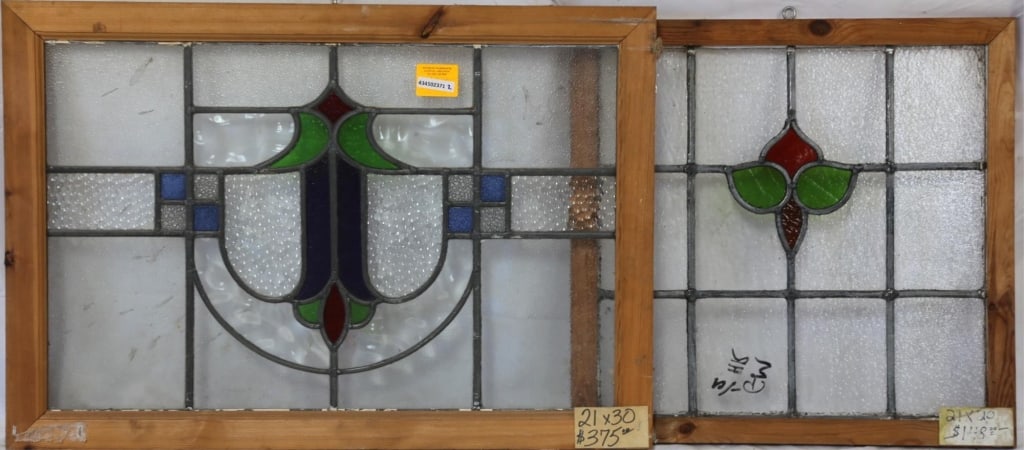 TWO IRISH STAINED GLASS PANELS (1 of 4)